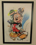 "Supreme" Mickey Hand Embellished Print - Custom Framed -  Paper and Fabric
