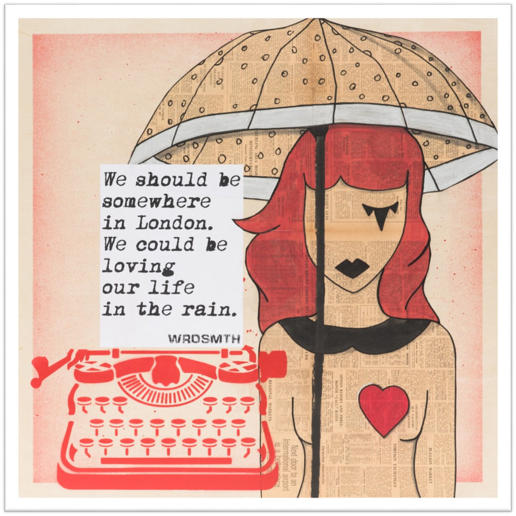 London Rain Signed Print -  Paper and Fabric
